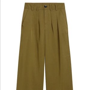 High-Rise Wide-Leg Pleated Ankle Pant